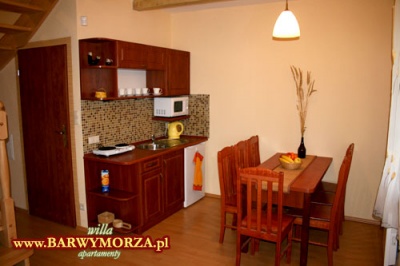 Aneks kuchenny w apartamencie Barwy Morza Aneks kuchenny w apartamencie Barwy Morza